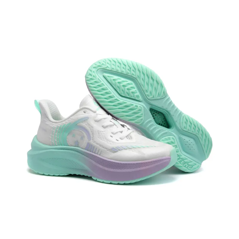 HUITENG Running Shoes Unisex Low Top Aurora Blue/Flame Red/Glacier White/Starry Black/Starry Pink-2