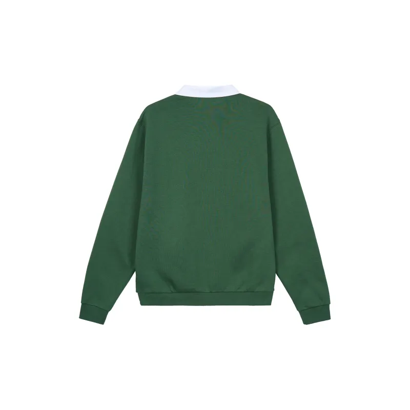 Nike Club Fleece Bushed Back Long Sleeve Polo Shirt Green-1
