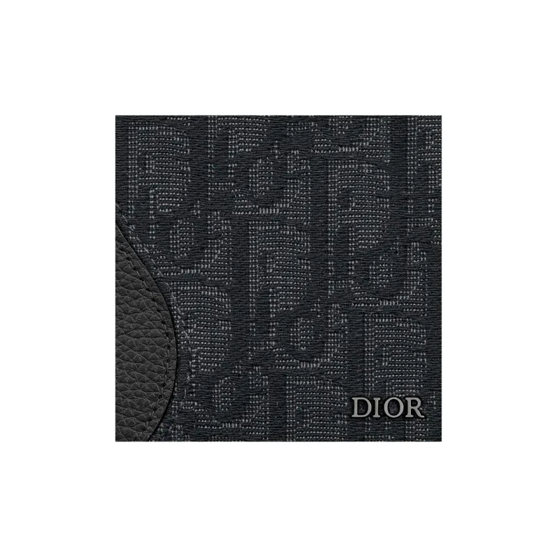 DIOR Grain Cow Leather With Oblique Grain Wallet Men's Black-4