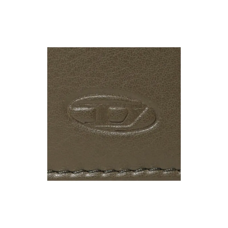 DIESEL Cow Leather Key Pouch Unisex Olive Green & Orange-4