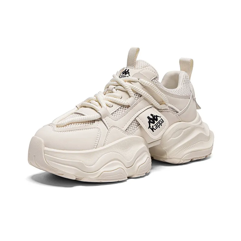 Kappa Anti Slip And Wear Resistant Height Increasing Low Top Chunky Sneakers Women's Classic White-2
