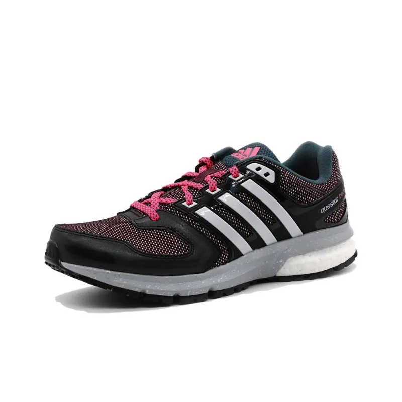 Adidas Cushioning Low Top Running Shoes Women's Black Pink-2