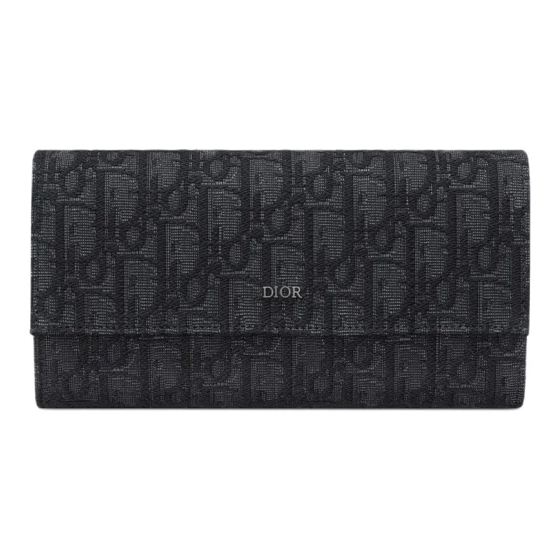 DIOR Oblique Printed Fabric Wallet Men's Black-0