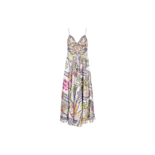 CAMILLA Graphic-print Linen Midi Dress