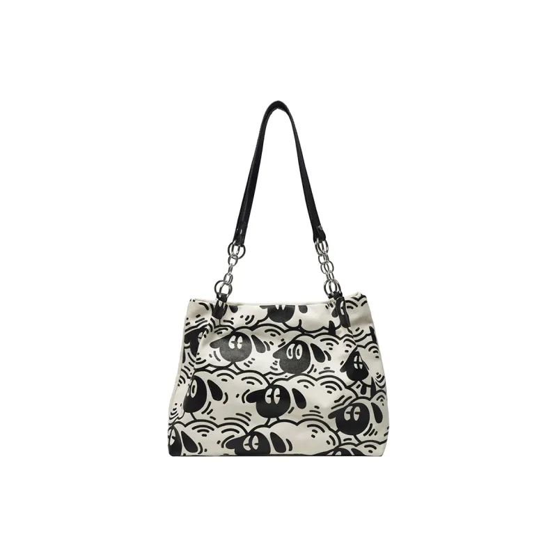 FAMAN Canvas Canvas Bag Shoulder Bags Women's White/Brown-8