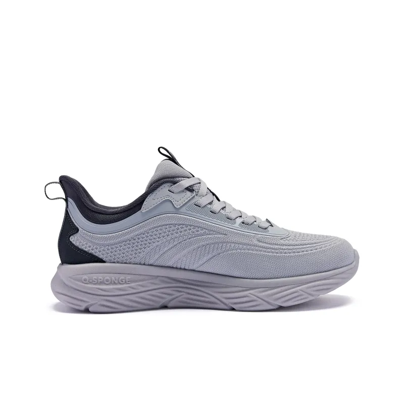 QIAODAN Anti-Slip Wear-Resistant Breathable Lightweight Low-Top Running Shoes Men's Gray-1