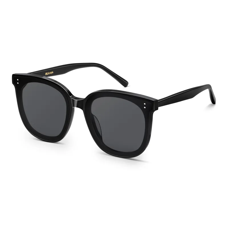 HLA Plate Frame Irregular Shape Sunglasses Unisex Black-0