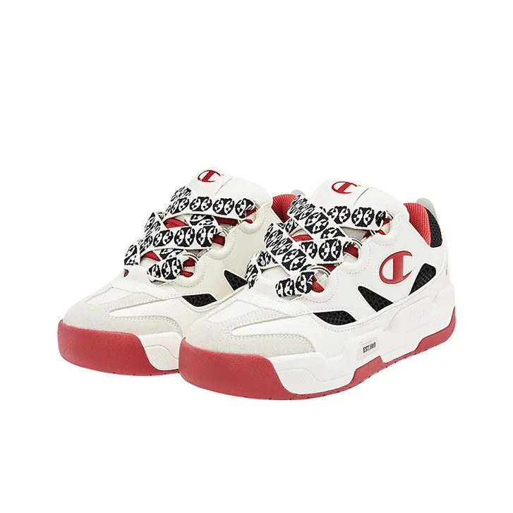 Champion Anti Slip Wear Resistant Low Top Skateboard Shoes Men's Red-2
