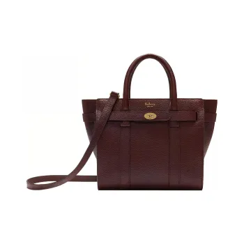 Mulberry Bayswater Grained Cow Leather Shoulder Bag Crossbody Bag Handbag Mini Women's Burgundy