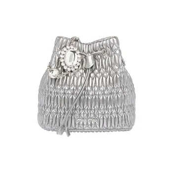 MIU MIU Sheepskin Bucket Bag, Shoulder Bag Women's Silver