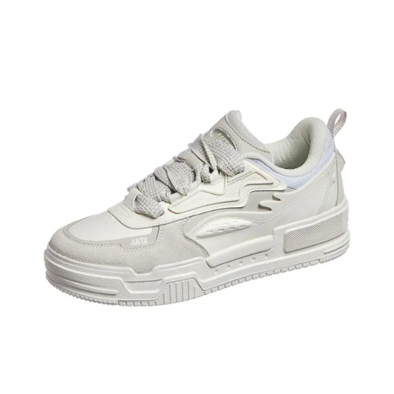 Anta Cushioning Wear Resistant Low Top Skateboard Shoes Men's White Gray-0