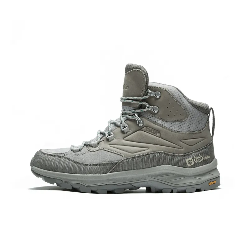 Jack Wolfskin Waterproof And Breathable High-Top Trekking Shoes Men's Gray Yellow-5