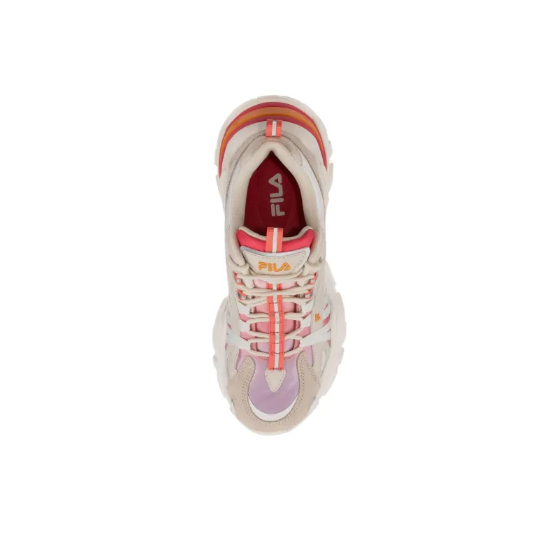 FILA Electrove Cushioning Wear-Resistant Low-Top Running Shoes Women's Beige White Red-3