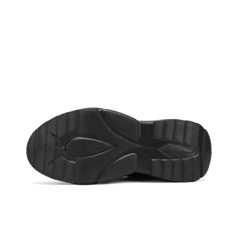 BOIGEMES Anti Slip And Wear Resistant Height Increasing Low Top Chunky Sneakers Men's Black-5
