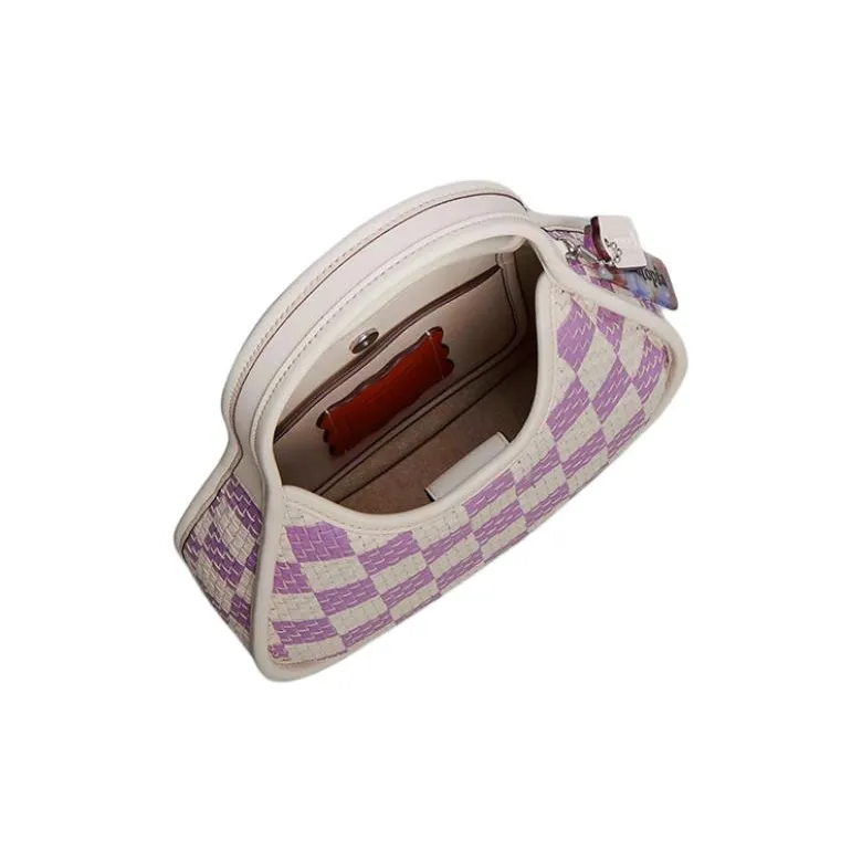 COACH Ergo Recycled Leather Handbag, Shoulder Bag Small Size Women's Chalk & Purple Orchid-3