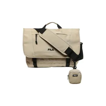 FILA Nylon Messenger Bag, Handbag, Shoulder Bag, Crossbody Bag Unisex Beige