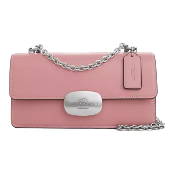 COACH Eliza Calfskin Shoulder Bag, Crossbody Bag Medium Size Women's Silver & True Pink