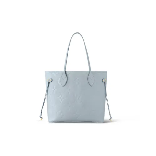 LOUIS VUITTON NEVERFULL Embossed Grained Cow Leather Tote Bag Shopping Bag Handbag Shoulder Bag Women's Blue