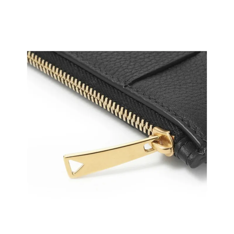 Bottega Veneta Calfskin Card Holder Wallet Women's Black-6