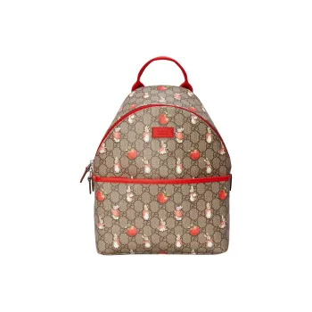 GUCCI Peter Rabbit™ Collaboration Canvas With Leather Backpack Kids' Ebony & Green & Red