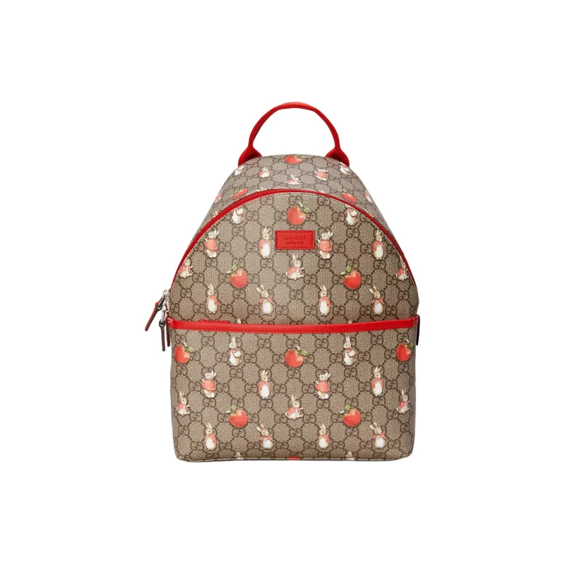 GUCCI Peter Rabbit™ Collaboration Canvas With Leather Backpack Kids' Ebony & Green & Red-0