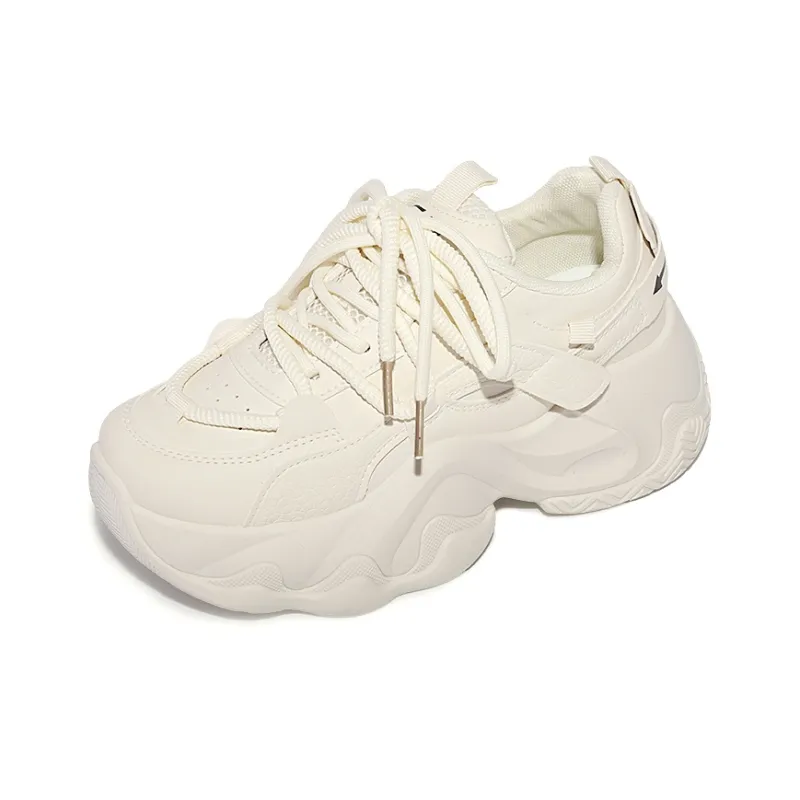SNXR Anti-Slip Wear-Resistant Waterproof And Breathable Low-Top Chunky Sneakers Women's Beige-2