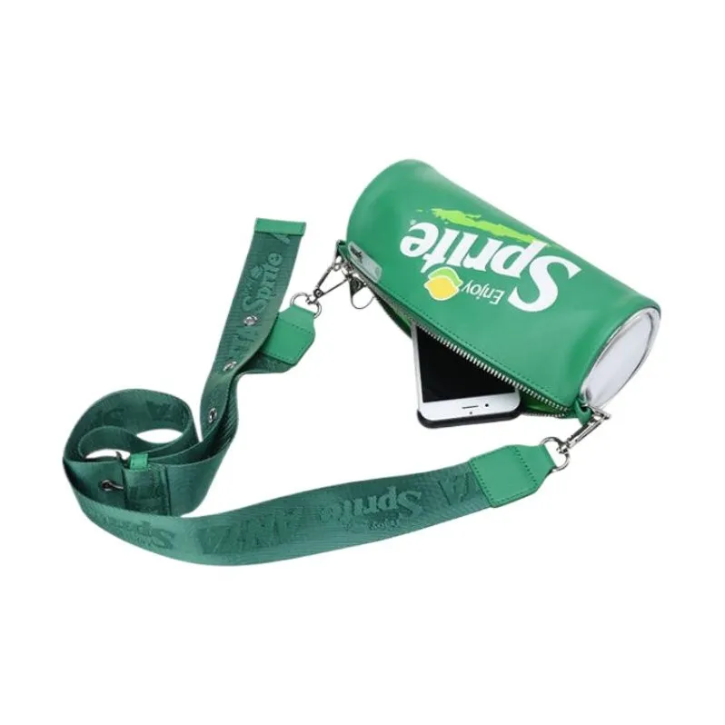 Anta Sprite Collaboration Life Collection PU Tube Bag Crossbody Bag Unisex Green-3