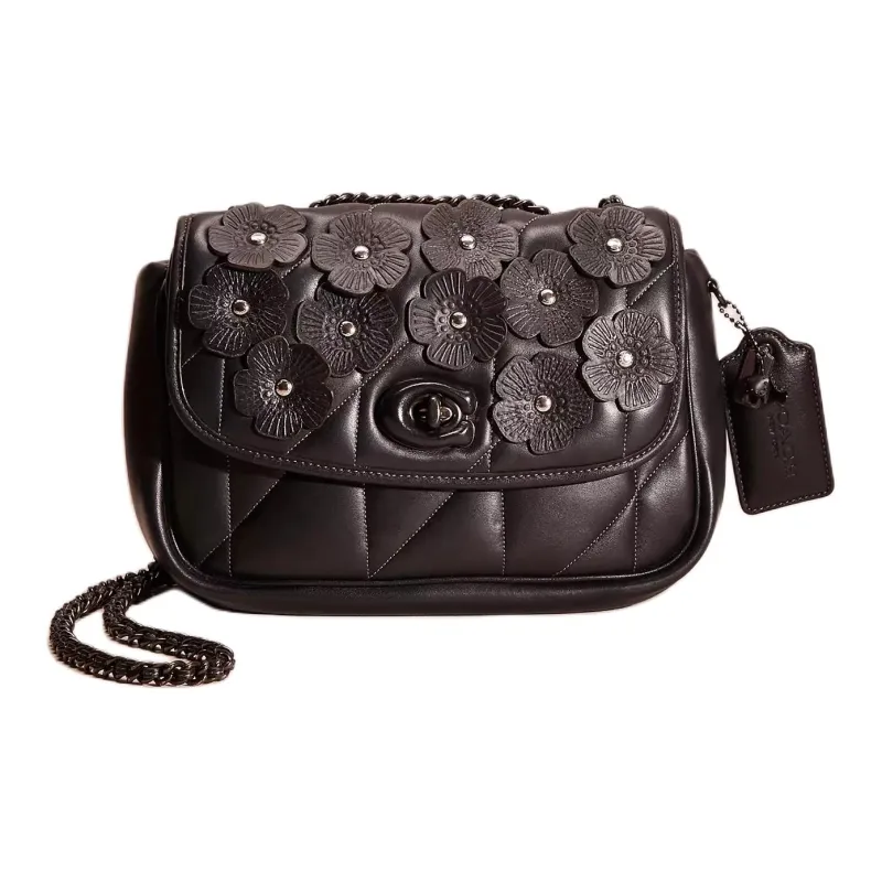COACH Madison Nappa Leather Crossbody Bag Shoulder Bag Medium Size Women's Tin/Black-0