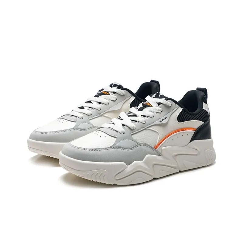 XTEP Casual Shoes Men Low Top Canvas White/Black/Lunar Stone Gray-2