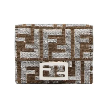 FENDI Layered Jacquard Fabric Wallet Small Size Women's Brown