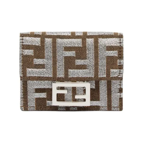 FENDI Layered Jacquard Fabric Wallet Small Size Women's Brown