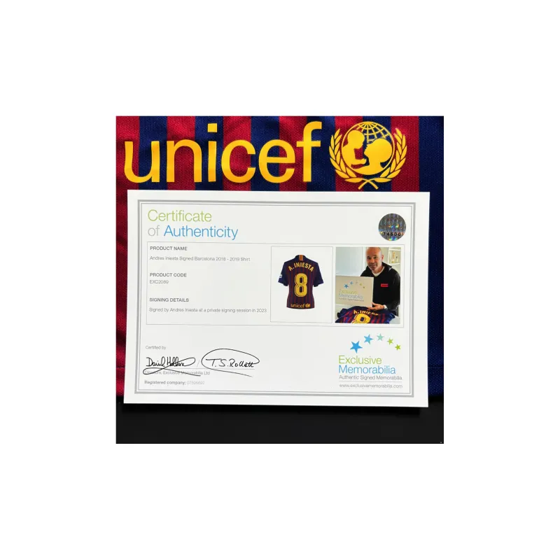 EM Iniesta Includes Certification Certificate Not Framed Barça Soccer Apparel-2