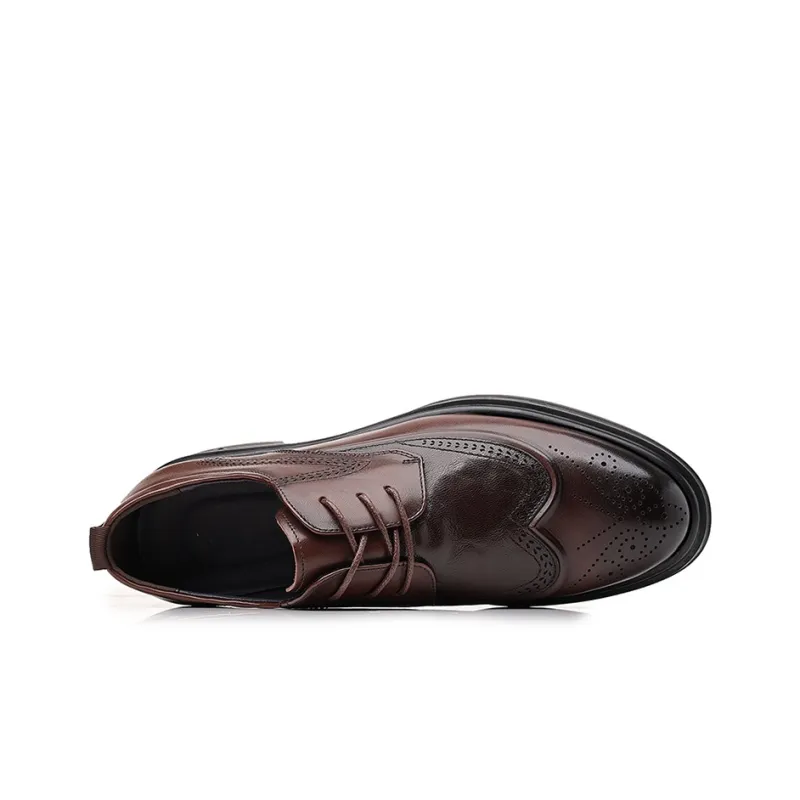 GZZ Dress Shoes Men Low Top Black/Brown-7