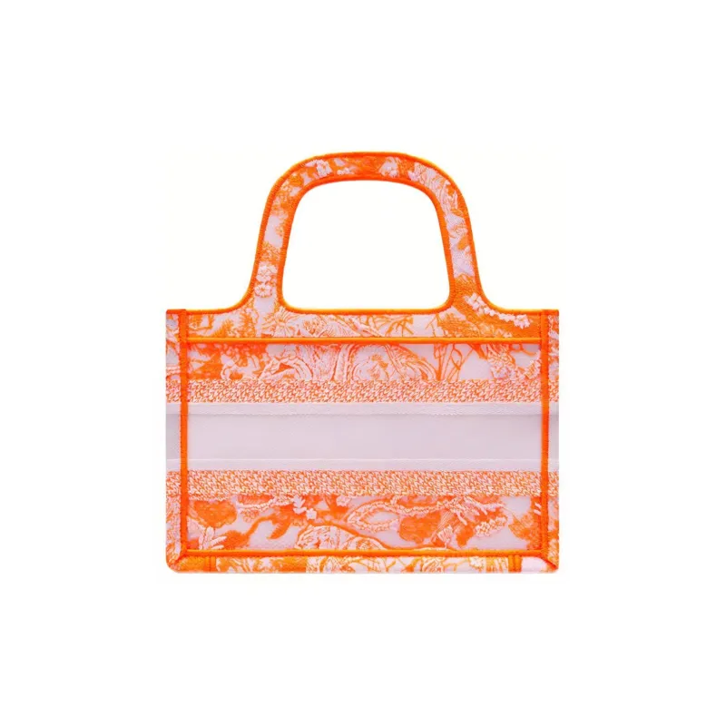 DIOR BookTote Transparent Effect Canvas Shoulder Bag Crossbody Bag Handbag Mini Women's Fluorescent Orange-2