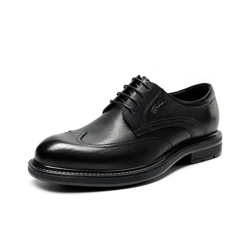 Satchi Business Formal Leather Shoes Men's Black 3.5CM-1