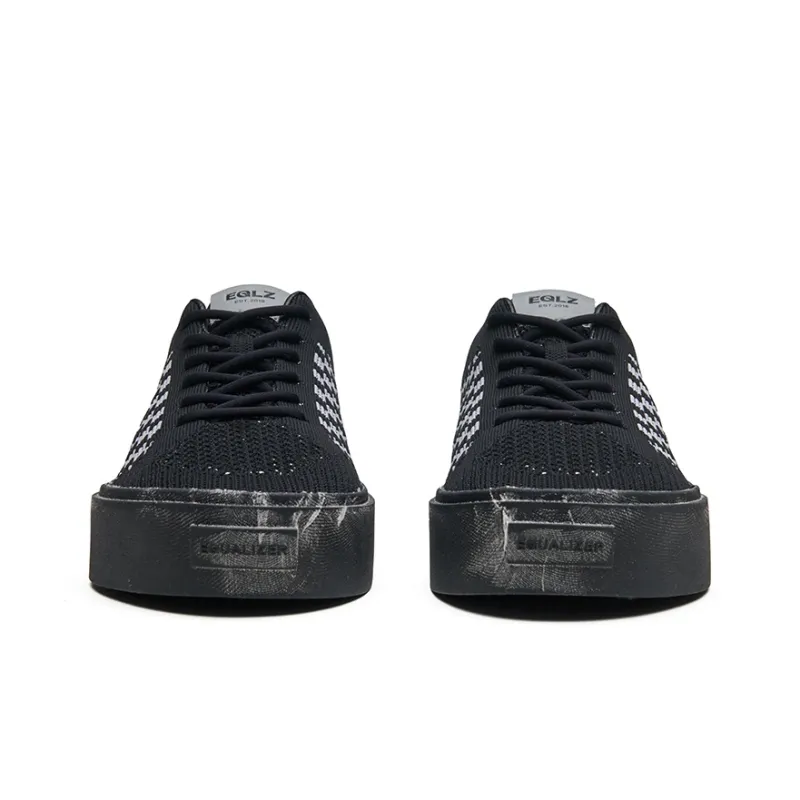 EQLZ EQUALIZER Fault GhostKnit Low Top Skateboard Shoes Unisex Rush Black Checkerboard-4