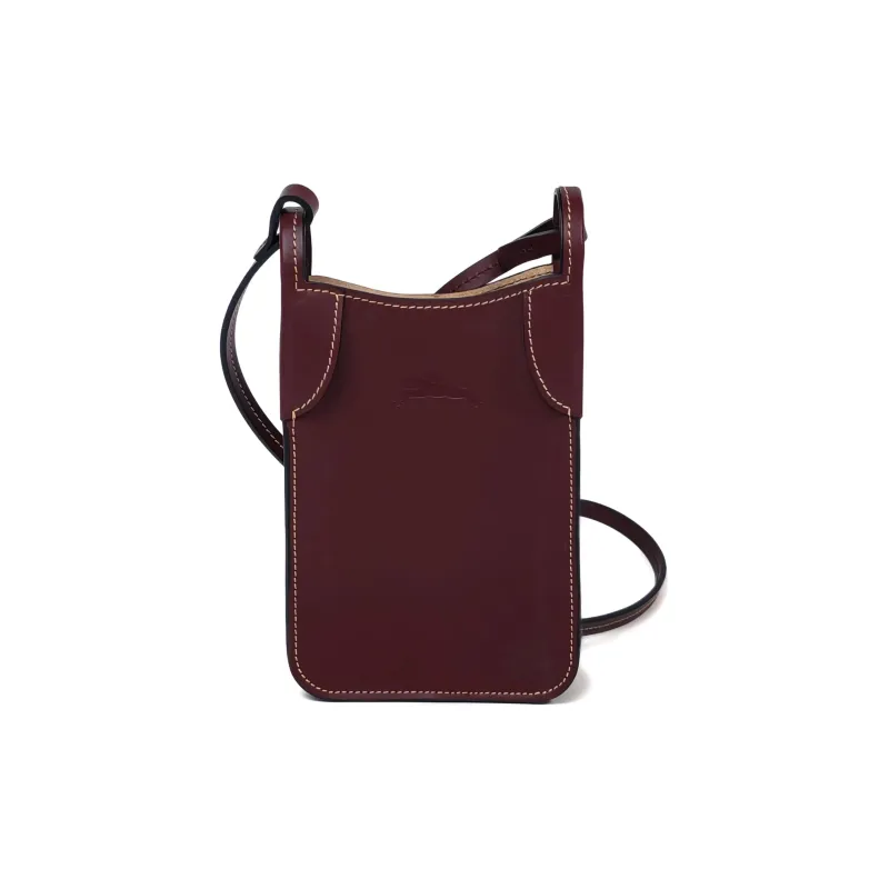 LONGCHAMP Le Foulonné Calfskin Cell Phone Pouch Shoulder Bag Crossbody Bag Men's Fuchsia-0