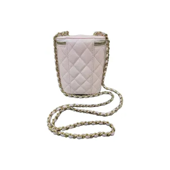 CHANEL Grained Shiny Calfskin Shoulder Bag Crossbody Bag Women's Pink