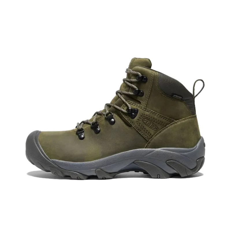 KEEN Pyrenees Cushioning Wear-Resistant High-Top Hiking Shoes Men's Green Gray-0