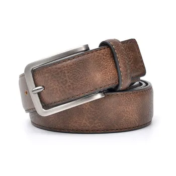 PISHUSHU Cow Leather Belts Men's Brown Gray Dark Brown Width 3.4cm