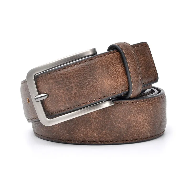 PISHUSHU Cow Leather Belts Men's Brown Gray Dark Brown Width 3.4cm-2