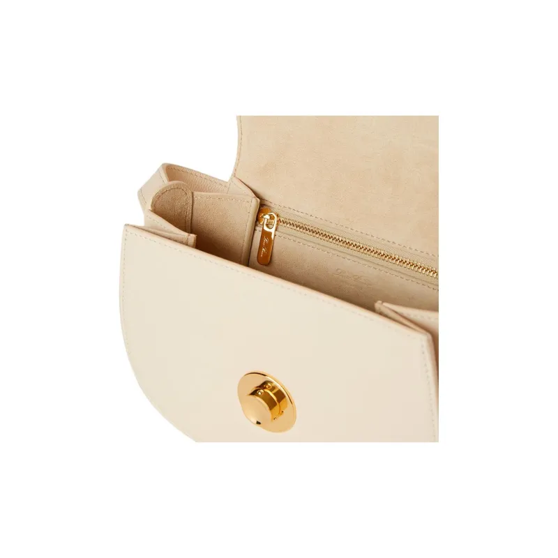 Loro Piana Ghiera Calfskin Shoulder Bag, Crossbody Bag Mini Women's Lotus Root White-3