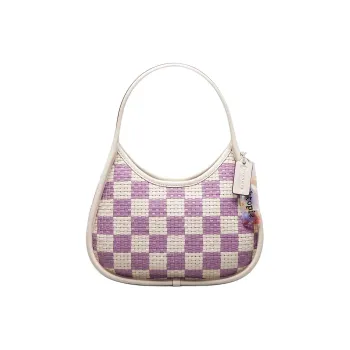 COACH Ergo Recycled Leather Handbag, Shoulder Bag Small Size Women's Chalk & Purple Orchid