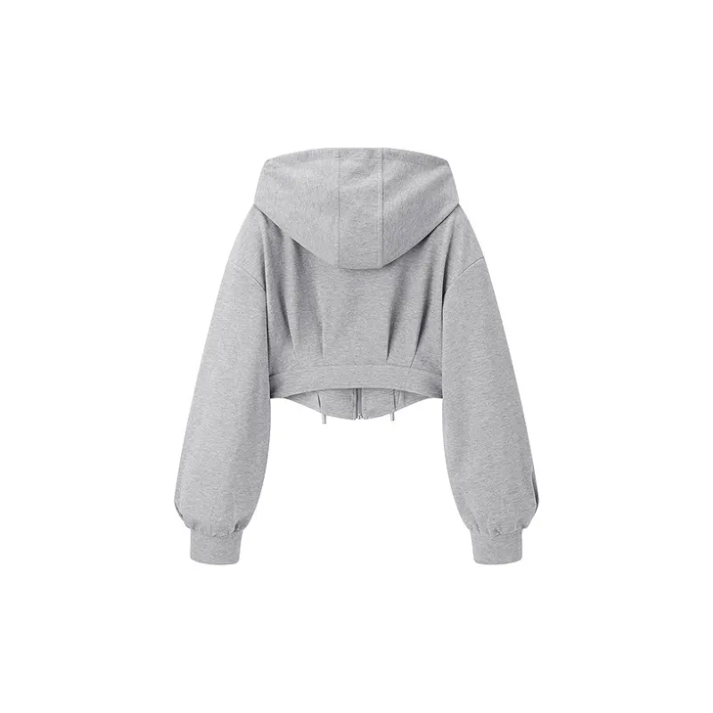 LEDIN Cropped Coats Women's Gray In Stock-1