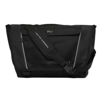 FILA Nylon Messenger Bag Handbag Shoulder Bag Crossbody Bag Unisex Black