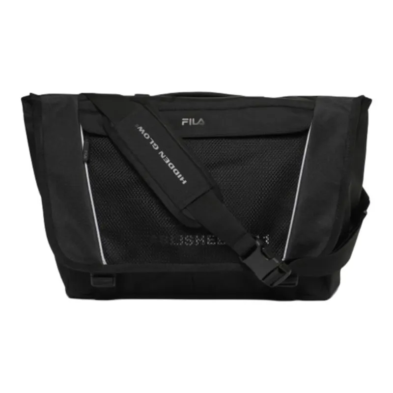 FILA Nylon Messenger Bag, Handbag, Shoulder Bag, Crossbody Bag Unisex Black-0