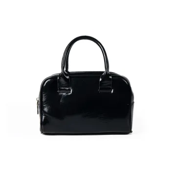 HAWA PU Bowling Bag Handbag Medium Size Women's Black/Red/Silver/Ecru/Coffee