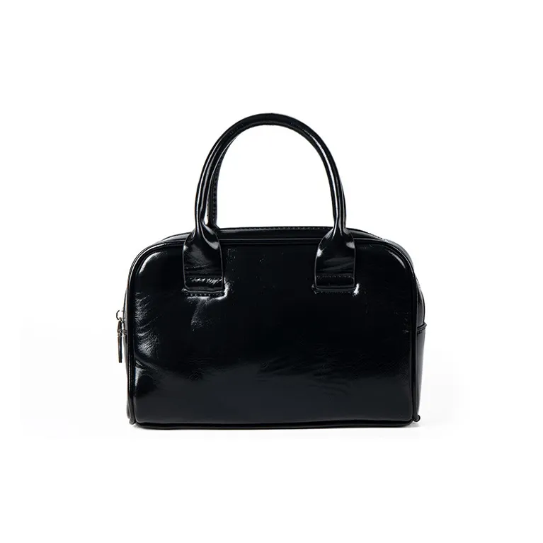 HAWA PU Bowling Bag Handbag Medium Size Women's Black/Red/Silver/Ecru/Coffee-0