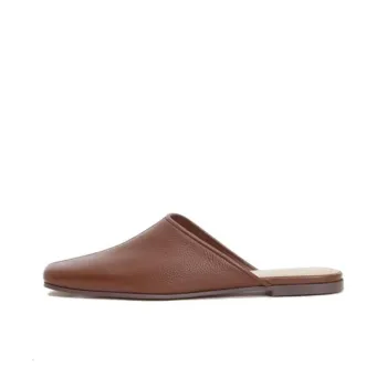 12 STOREEZ Square toe Leather Slippers Women's