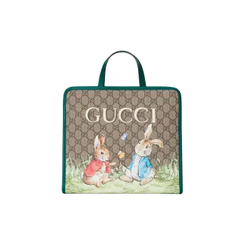 GUCCI Peter Rabbit Collaboration Canvas Tote Bag, Shopping Bag, Handbag Kids' Beige & Ebony